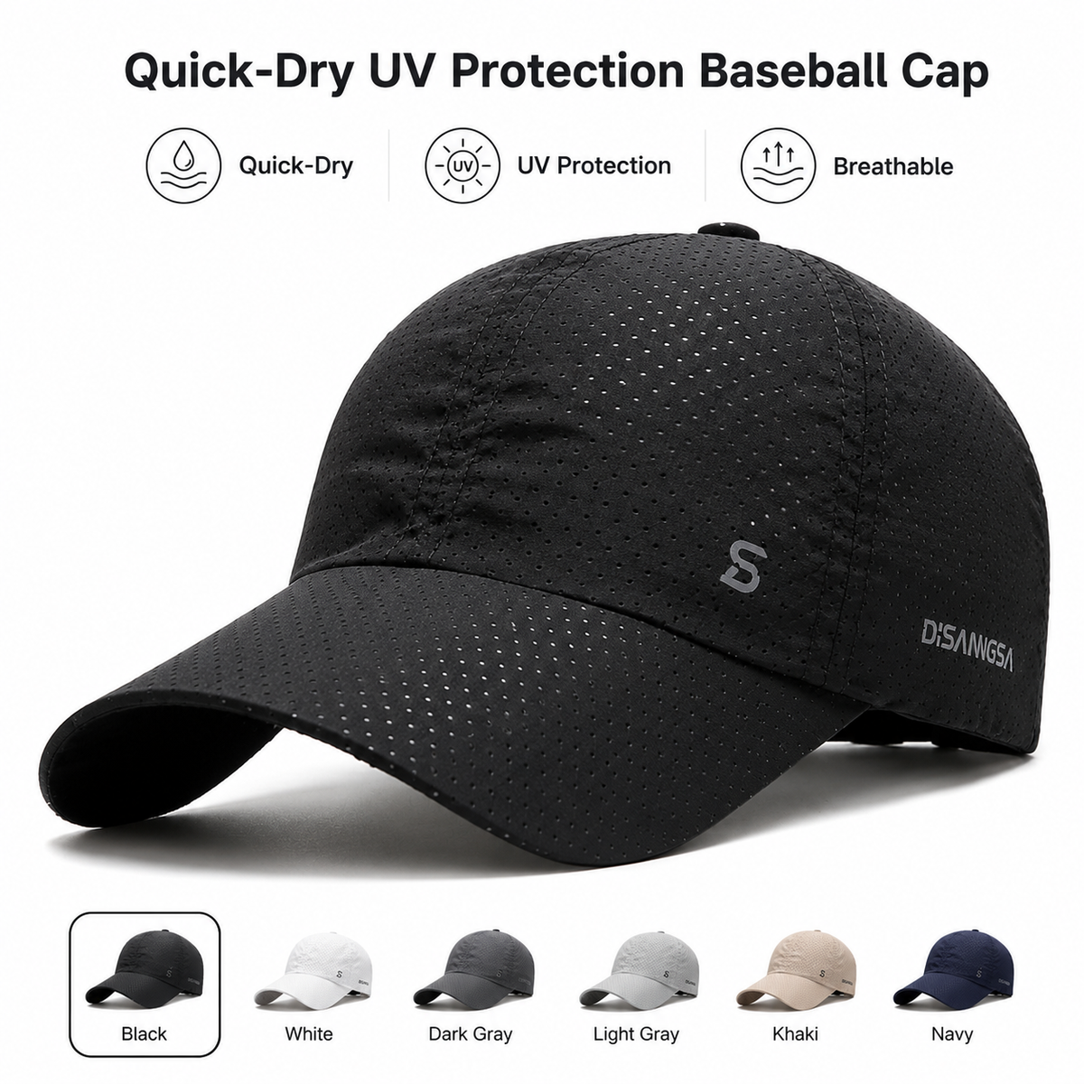 Quick-Dry UV Protection Baseball Cap – Breathable Adjustable Unisex Hat