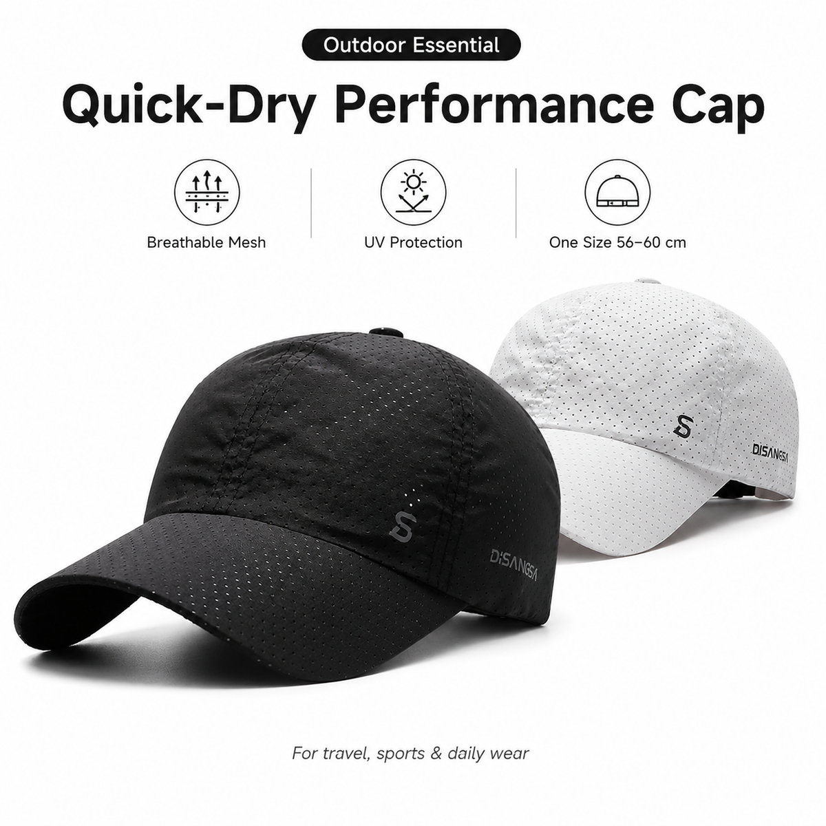 Quick-Dry UV Protection Baseball Cap – Breathable Adjustable Unisex Hat